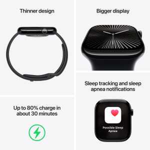 Apple Watch Series 10 GPS 46mm Alumínio Preto - S/M