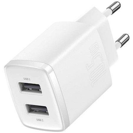 Baseus Carregador Compacto 2U 10,5W EU Branco