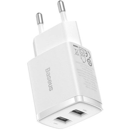 Baseus Carregador Compacto 2U 10,5W EU Branco