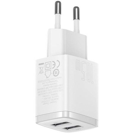 Baseus Carregador Compacto 2U 10,5W EU Branco