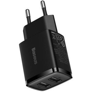 Baseus Carregador Compacto 2U 10,5W EU Preto