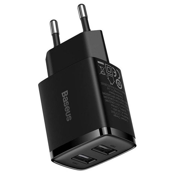 Baseus Carregador Compacto 2U 10,5W EU Preto