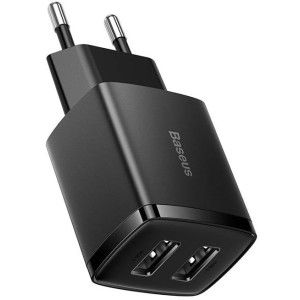Baseus Carregador Compacto 2U 10,5W EU Preto