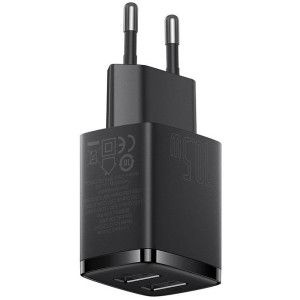 Baseus Carregador Compacto 2U 10,5W EU Preto