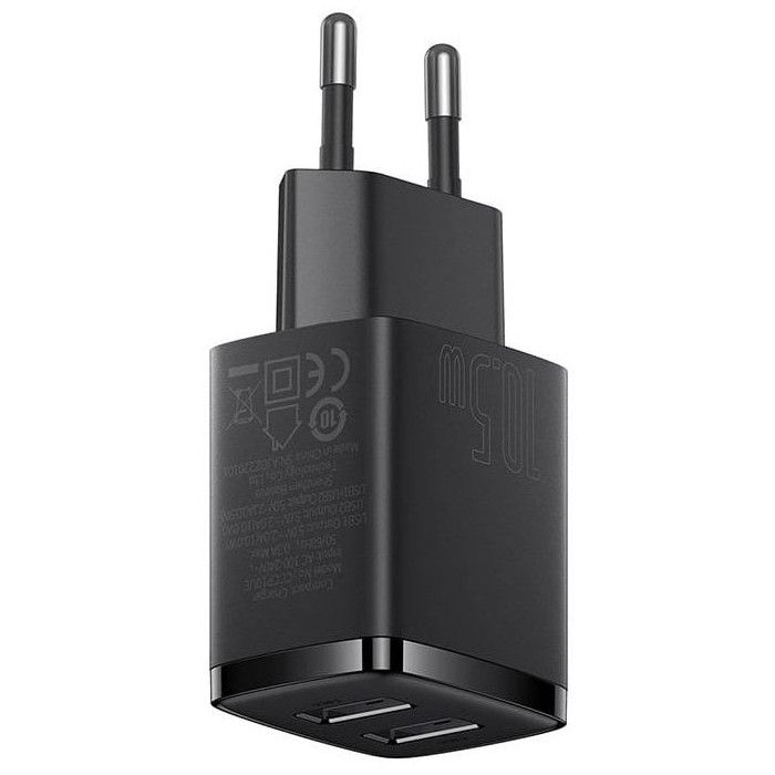 Baseus Carregador Compacto 2U 10,5W EU Preto