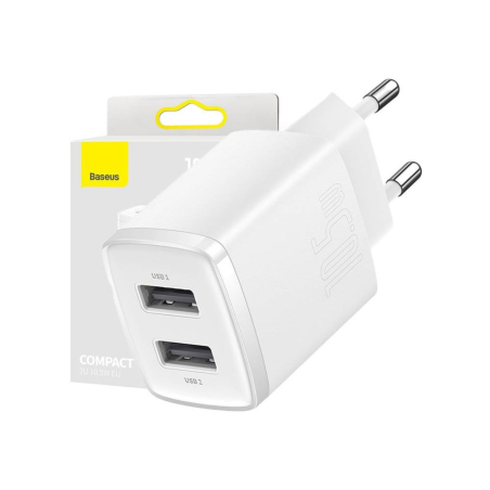 Baseus Carregador Compacto 2U 10,5W EU Branco