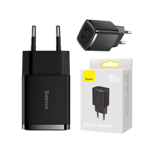 Baseus Carregador Compacto 2U 10,5W EU Preto