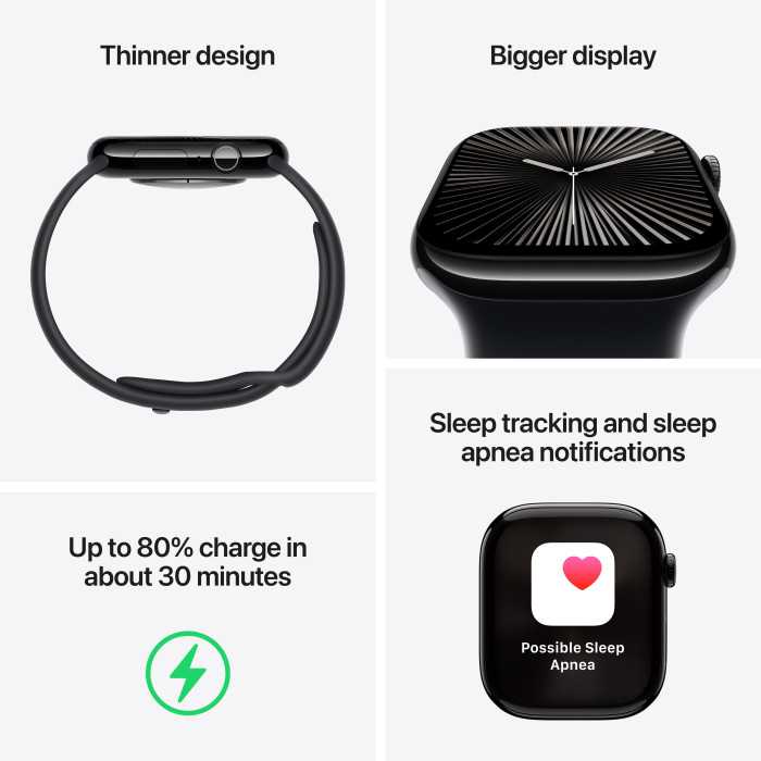 Apple Watch Series 10 GPS 46mm Alumínio Preto - M/L