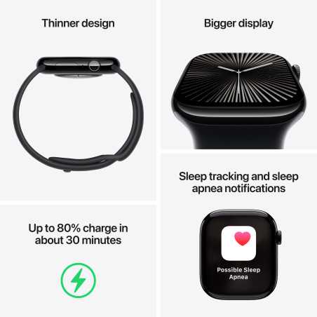 Apple Watch Series 10 GPS 46mm Alumínio Preto - M/L