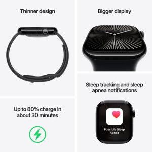 Apple Watch Series 10 GPS 42mm Alumínio Jet Black - S/M