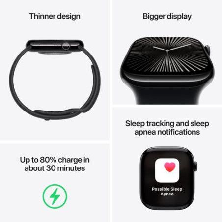 Apple Watch Series 10 GPS 42mm Alumínio Preto - S/M