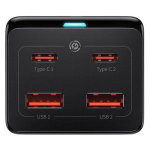 Carregador Baseus GaN3 Pro Fast Charger 100W Dual USB-C/USB-A Preto + Tomada AC