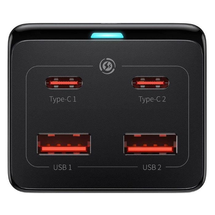 Carregador Baseus GaN3 Pro Fast Charger 100W Dual USB-C/USB-A Preto + Tomada AC
