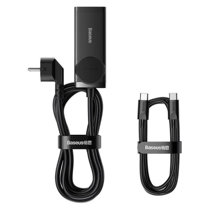Carregador Baseus GaN3 Pro Fast Charger 100W Dual USB-C/USB-A Preto + Tomada AC