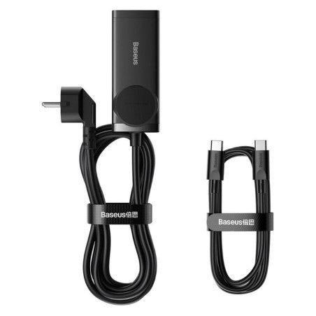 Carregador Baseus GaN3 Pro Fast Charger 100W Dual USB-C/USB-A Preto + Tomada AC