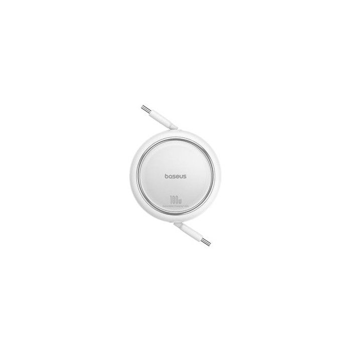 Cabo Type-C p/ Type-C Baseus Free2Draw Charging 100W Retrátil Branco - 1M Cabo Type-C p/ Type-C Baseus Free2Draw Charging 100W Retrátil Branco - 1M