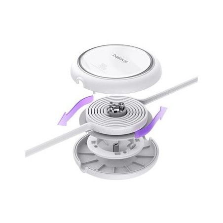 Cabo Type-C p/ Type-C Baseus Free2Draw Charging 100W Retrátil Branco - 1M