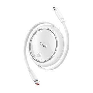 Cabo Type-C p/ Type-C Baseus Free2Draw Charging 100W Retrátil Branco - 1M