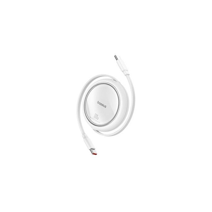 Cabo Type-C p/ Type-C Baseus Free2Draw Charging 100W Retrátil Branco - 1M