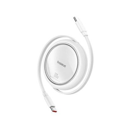 Cabo Type-C p/ Type-C Baseus Free2Draw Charging 100W Retrátil Branco - 1M