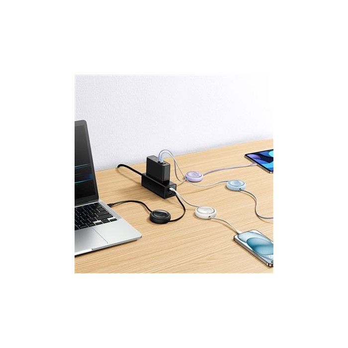 Cabo Type-C p/ Type-C Baseus Free2Draw Charging 100W Retrátil Branco - 1M