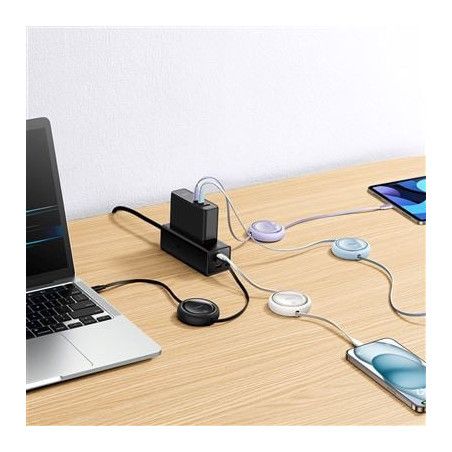 Cabo Type-C p/ Type-C Baseus Free2Draw Charging 100W Retrátil Branco - 1M