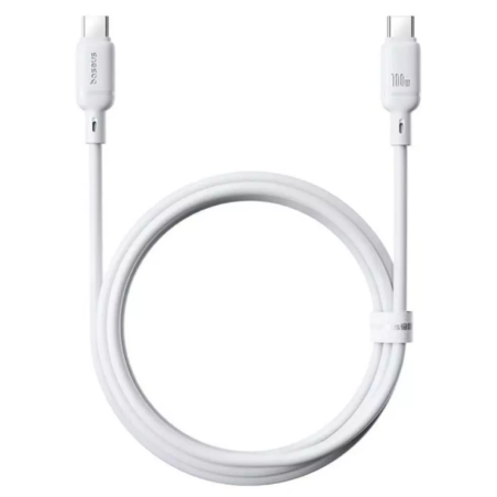 Cabo Type-C p/ Type-C Silky Series Fast Charging 100W Baseus Branco - 2M