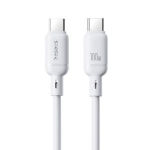 Cabo Type-C p/ Type-C Silky Series Fast Charging 100W Baseus Branco - 2M