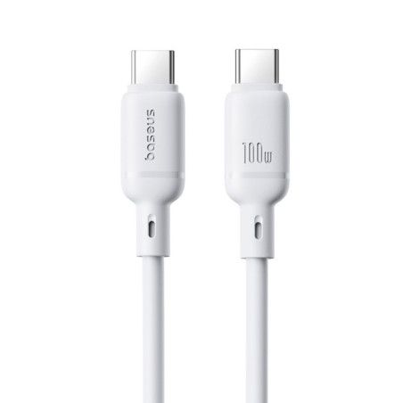 Cabo Type-C p/ Type-C Silky Series Fast Charging 100W Baseus Branco - 2M