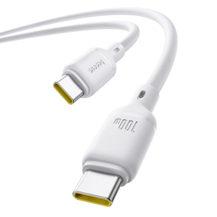 Cabo Type-C p/ Type-C Silky Series Fast Charging 100W Baseus Branco - 2M