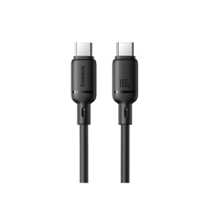 Cabo Type-C p/ Type-C Silky Series Fast Charging 100W Baseus Preto - 1M