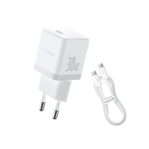 Carregador Baseus Palm Fast Charger 1C 30W c/ Cabo Baseus Mini Type-C Branco