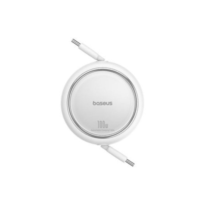 Cabo Type-C p/ Type-C Baseus Free2Draw Charging 100W Retrátil Branco - 1M