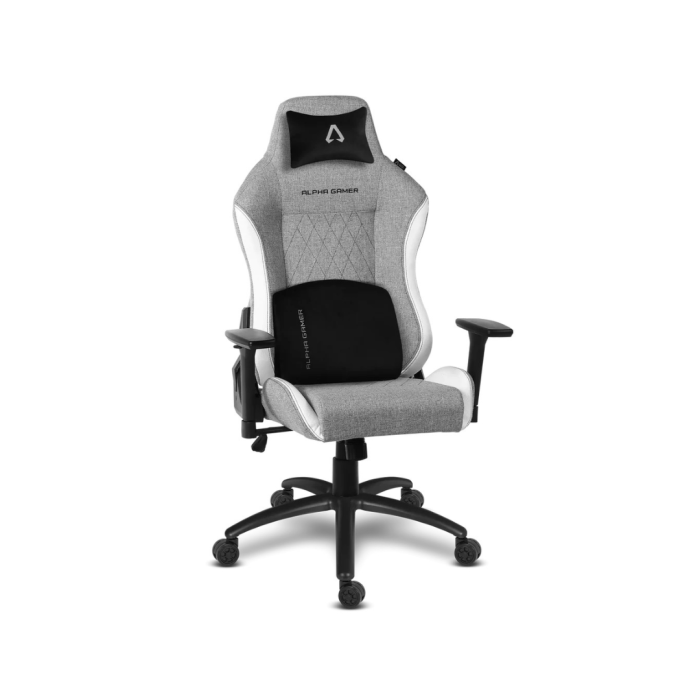 Cadeira Gaming Alpha Gamer Gaia Fabric Cinza Claro / Branco V2