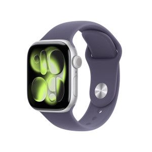 Apple Watch Series 11 GPS 42mm Alumínio Prateado c/ Bracelete Desportiva Roxo Névoa S/M