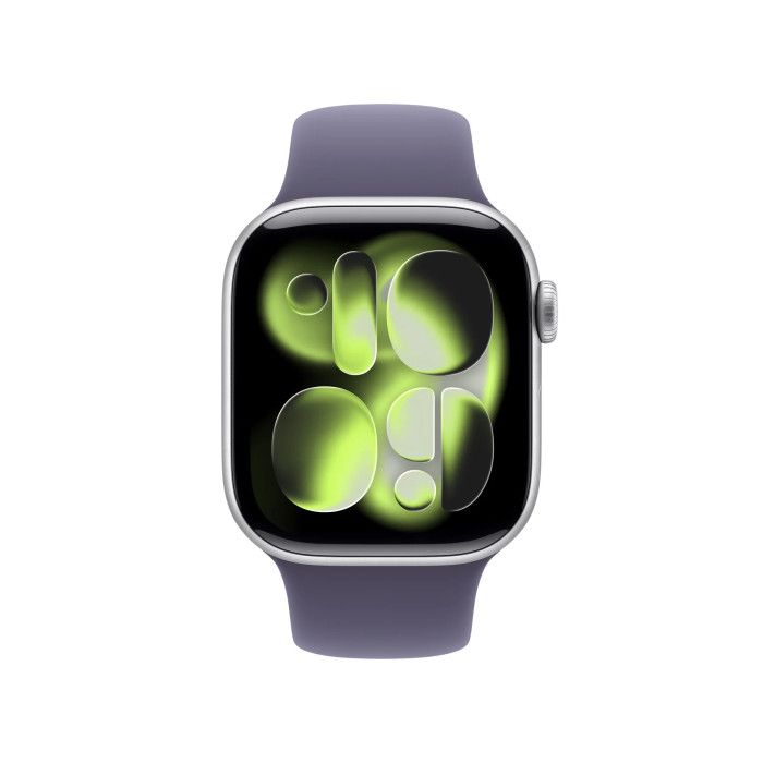 Apple Watch Series 11 GPS 42mm Alumínio Prateado c/ Bracelete Desportiva Roxo Névoa S/M