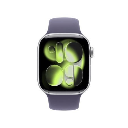 Apple Watch Series 11 GPS 42mm Alumínio Prateado c/ Bracelete Desportiva Roxo Névoa S/M