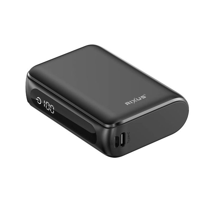 Powerbank Rixus Ecrã Digital 10000mah Preto