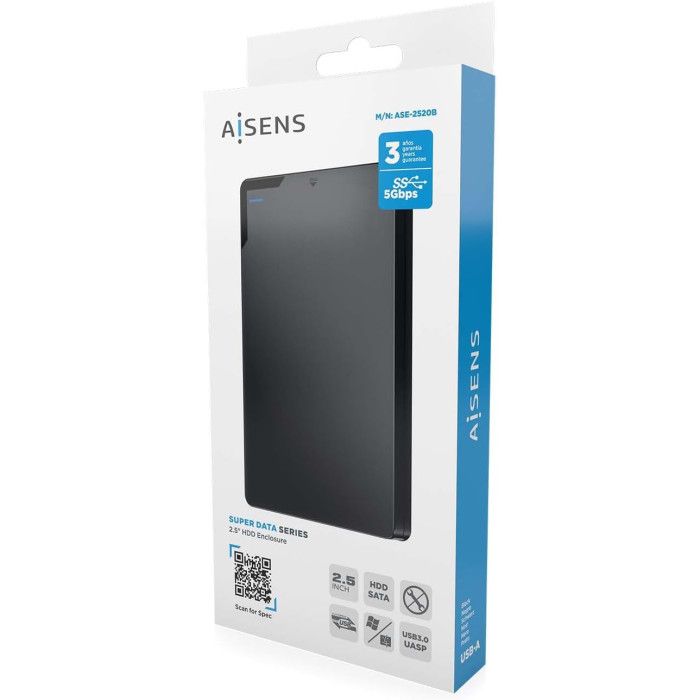 Caixa externa AISENS para disco rígido 2,5" USB - Preto