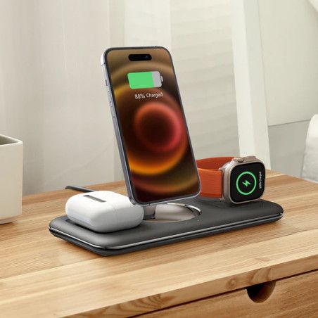 Carregador Wireless Rixus 15W / 3 em 1 Preto