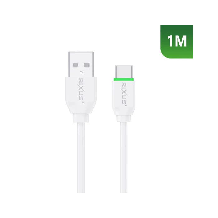 Cabo USB p/ Type-C Rixus Carregamento Rápido 12W Branco - 1M