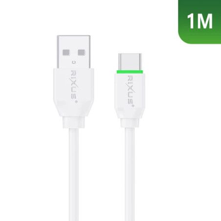 Cabo USB p/ Type-C Rixus Carregamento Rápido 12W Branco - 1M