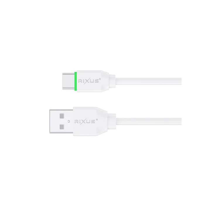 Cabo USB p/ Type-C Rixus Carregamento Rápido 12W Branco - 1M