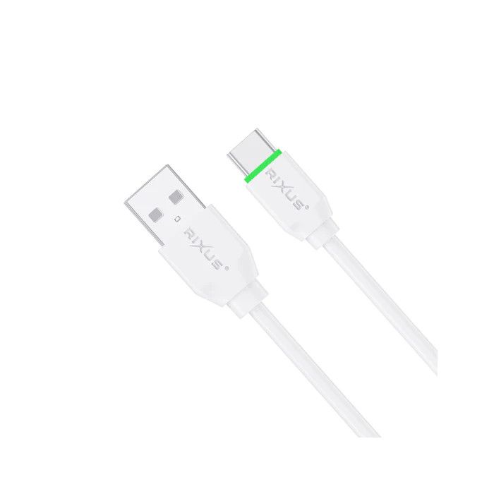 Cabo USB p/ Type-C Rixus Carregamento Rápido 12W Branco - 1M