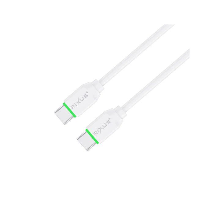 Cabo Type-C p/ Type-C Rixus Carregamento Rápido 60W Branco - 1M