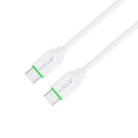 Cabo Type-C p/ Type-C Rixus Carregamento Rápido 60W Branco - 1M
