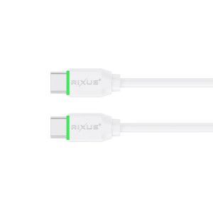 Cabo Type-C p/ Type-C Rixus Carregamento Rápido 60W Branco - 1M
