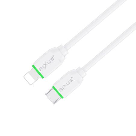 Cabo Type-C p/ Lightning Rixus Carregamento Rápido 20W Branco - 1M