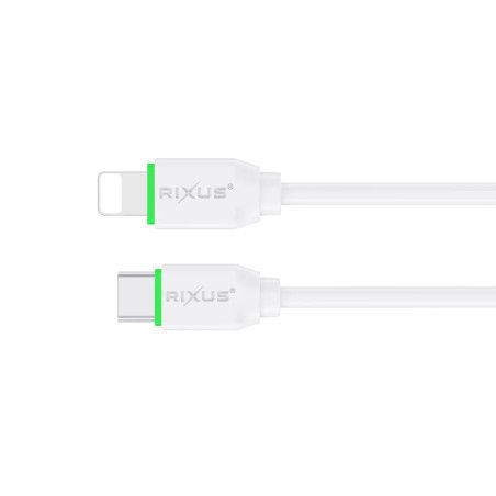 Cabo Type-C p/ Lightning Rixus Carregamento Rápido 20W Branco - 1M