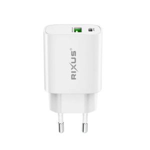 Carregador Rixus Carregamento Rápido Adaptativo 20W Branco